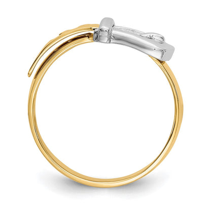 14K Bicolor Gold Ring mit polierter Schnalle