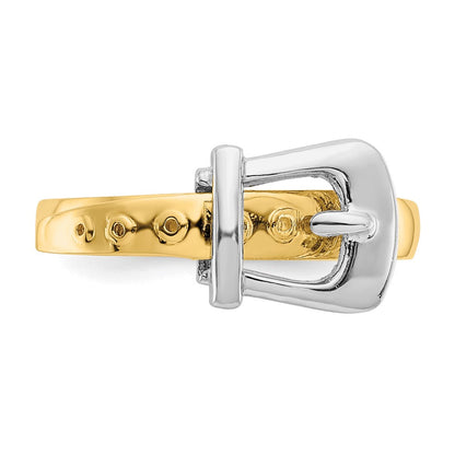 14K Bicolor Gold Ring mit polierter Schnalle