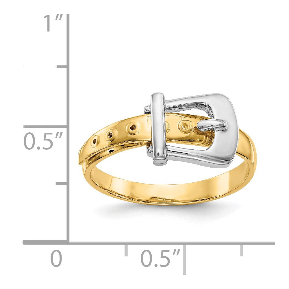 14K Bicolor Gold Ring mit polierter Schnalle