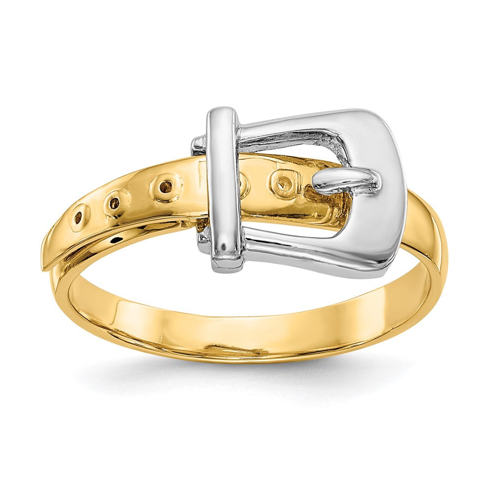 14K Bicolor Gold Ring mit polierter Schnalle