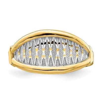 14K Gelbgold mit weißem Rhodium poliert, Ring mit X-Muster