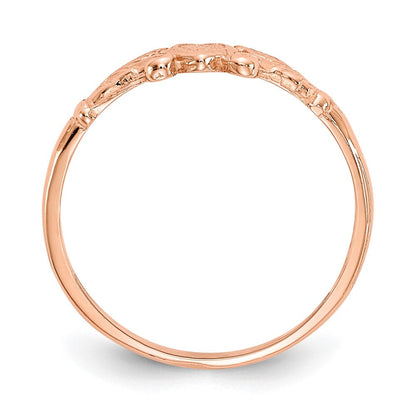14K Roségold Strukturiert Mini Herz Baby Ring