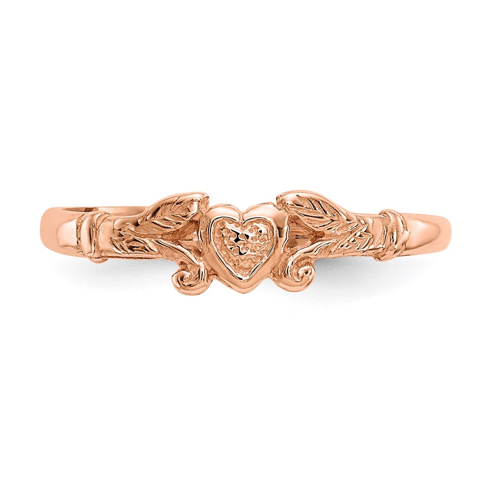 14K Roségold Strukturiert Mini Herz Baby Ring