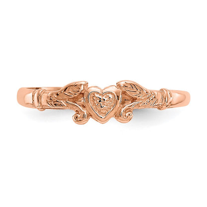 14K Roségold Strukturiert Mini Herz Baby Ring
