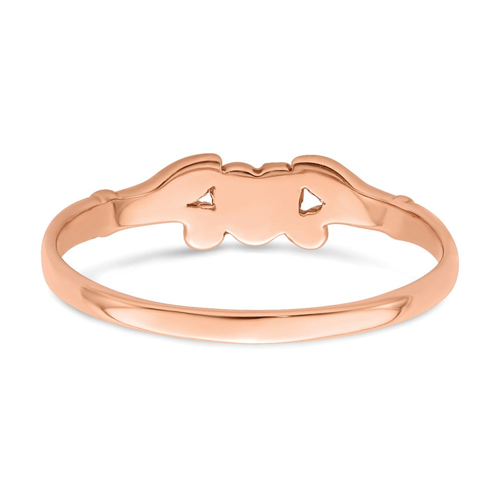 14K Roségold Strukturiert Mini Herz Baby Ring