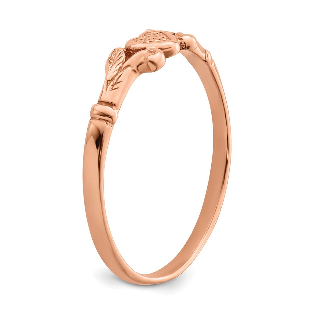 14K Roségold Strukturiert Mini Herz Baby Ring