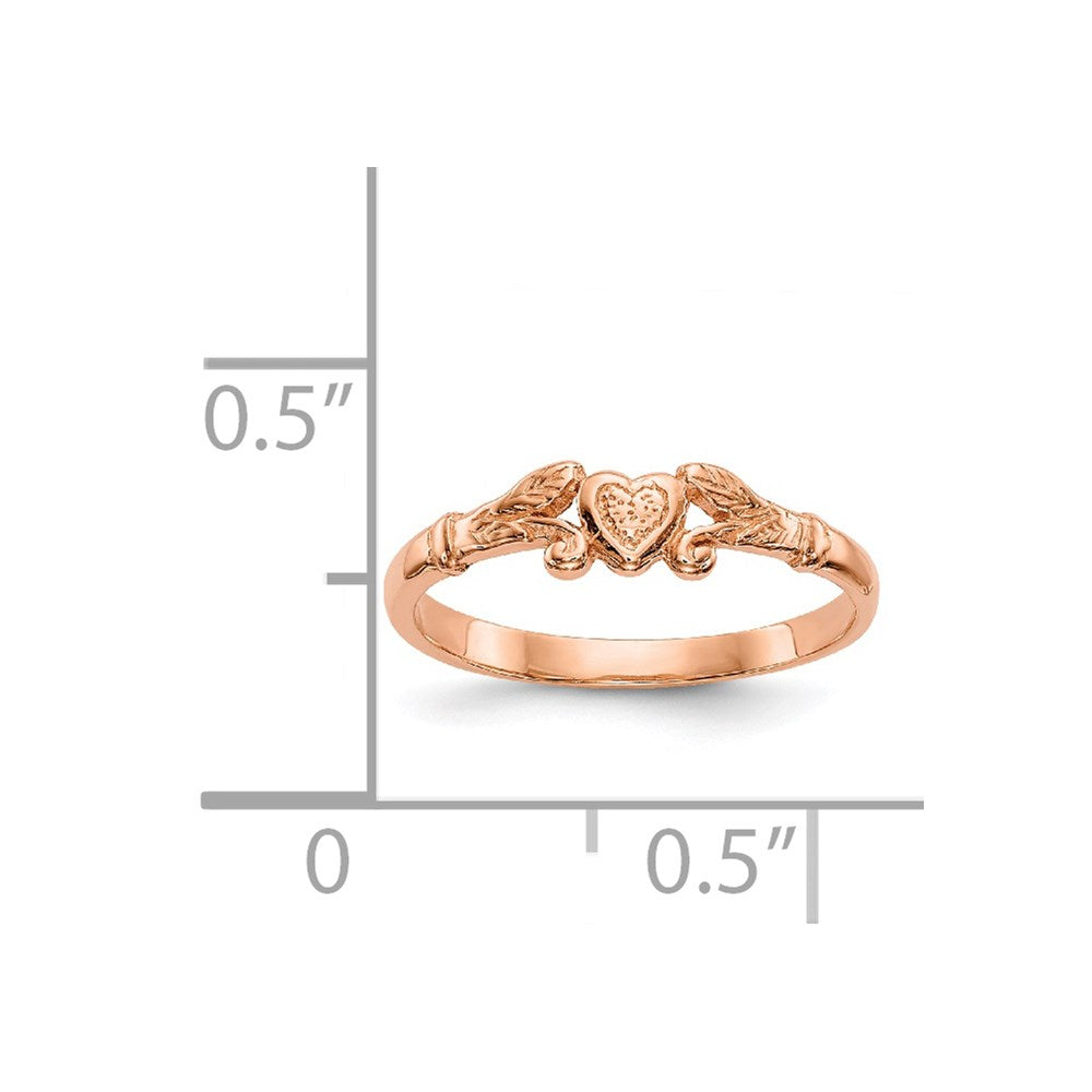 14K Roségold Strukturiert Mini Herz Baby Ring