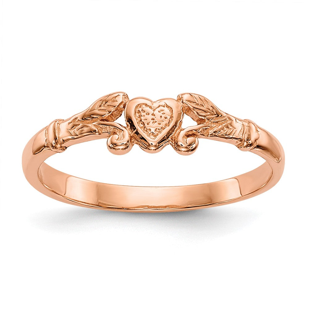 14K Roségold Strukturiert Mini Herz Baby Ring