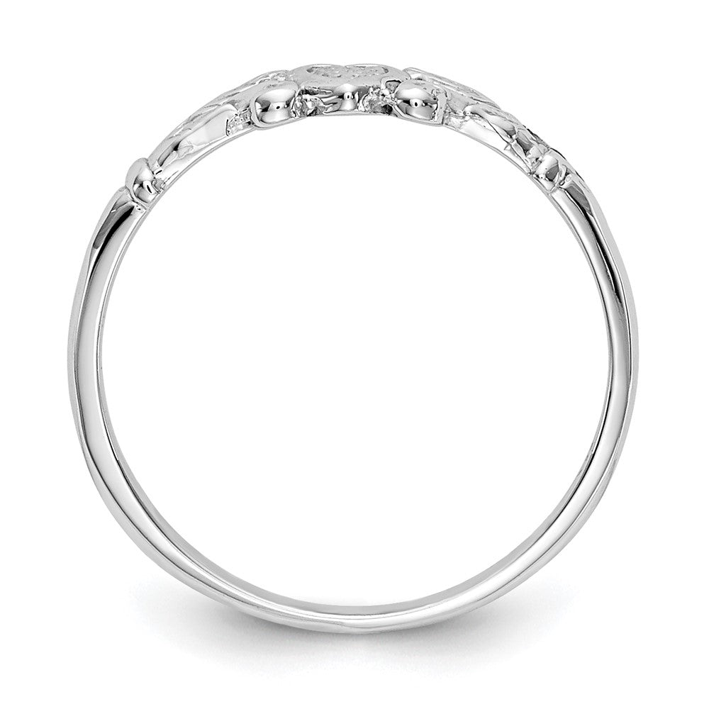 14K Weißgold Strukturiert Mini Herz Baby Ring
