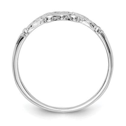 14K Weißgold Strukturiert Mini Herz Baby Ring