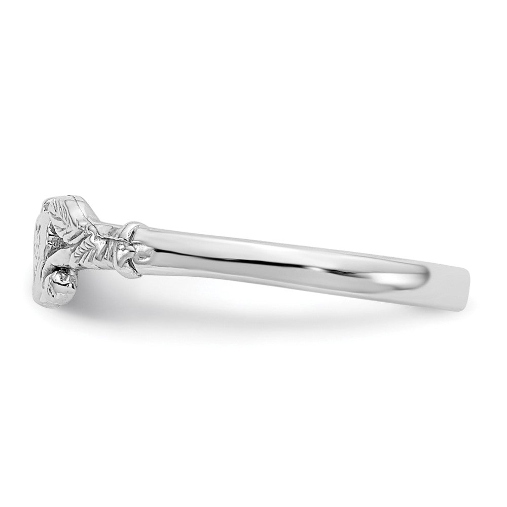14K Weißgold Strukturiert Mini Herz Baby Ring
