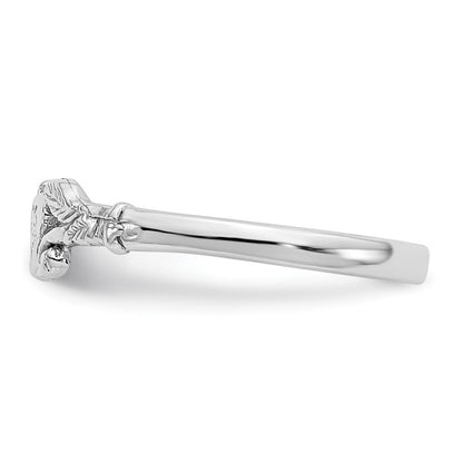 14K Weißgold Strukturiert Mini Herz Baby Ring