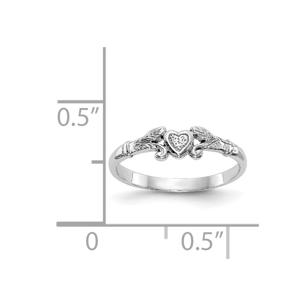 14K Weißgold Strukturiert Mini Herz Baby Ring