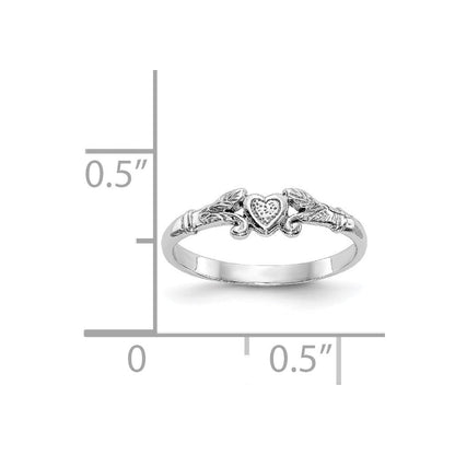 14K Weißgold Strukturiert Mini Herz Baby Ring