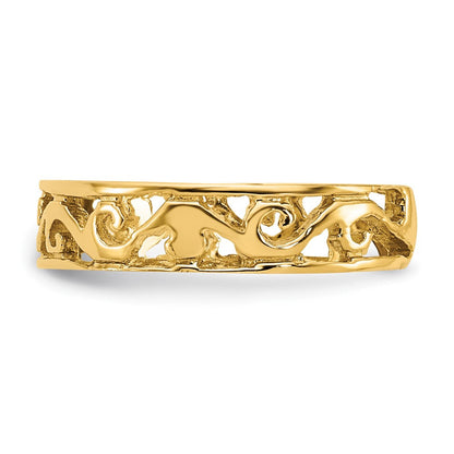 14K Gelbgold Poliert und Diamantiert Zehenring
