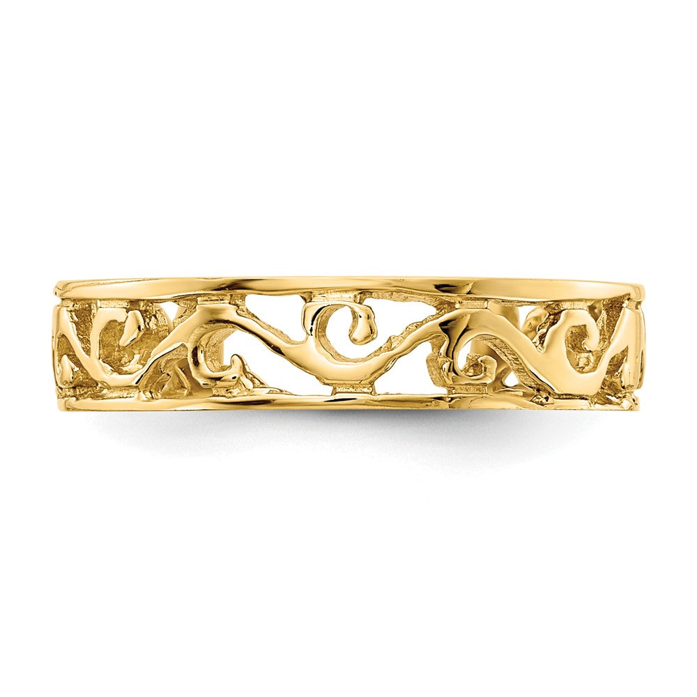14K Gelbgold Poliert und Diamantiert Zehenring