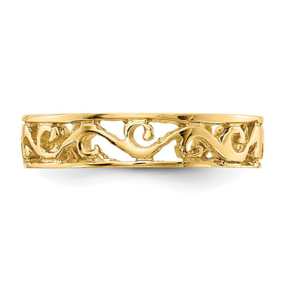 14K Gelbgold Poliert und Diamantiert Zehenring