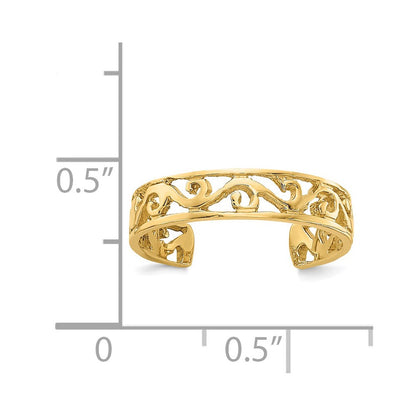 14K Gelbgold Poliert und Diamantiert Zehenring