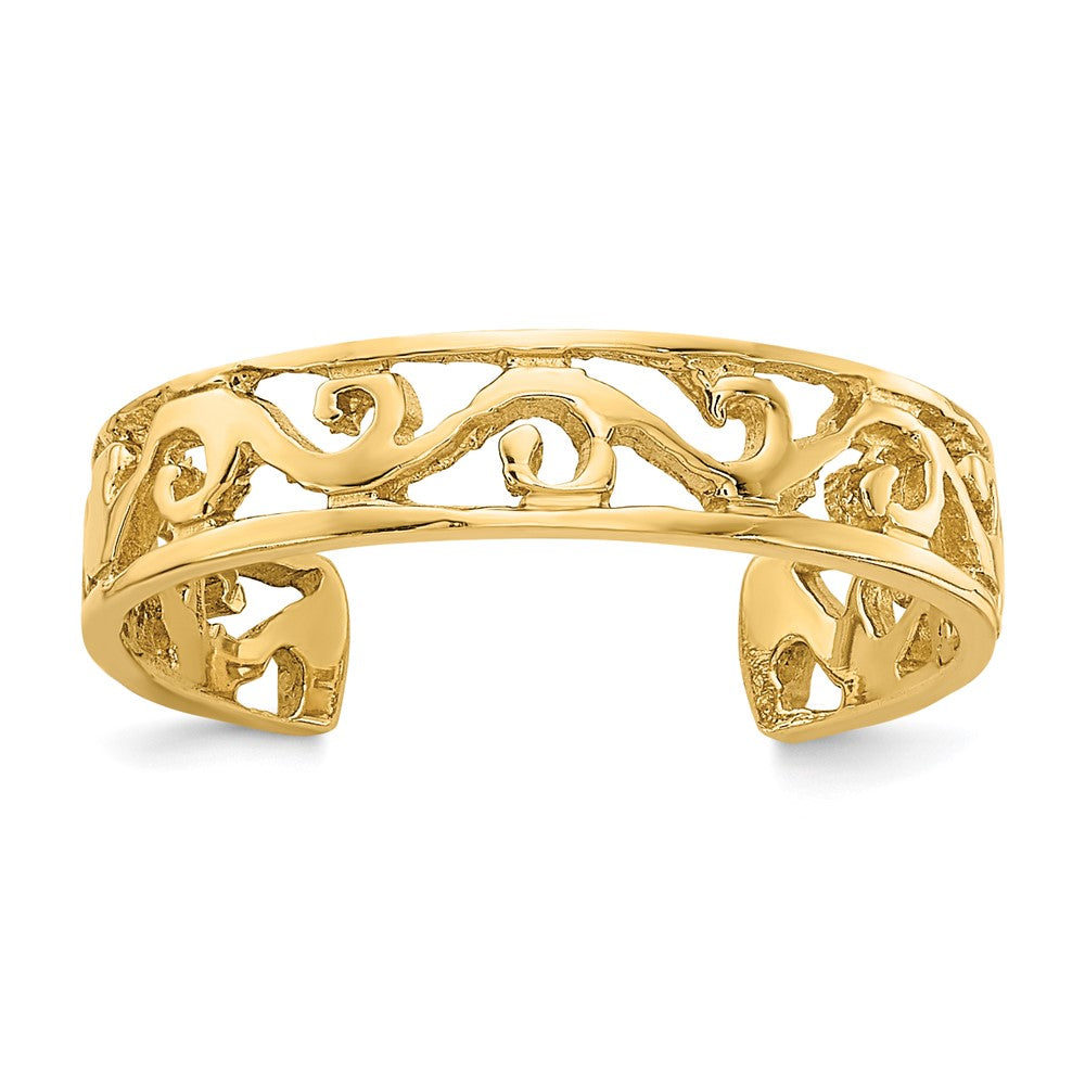 14K Gelbgold Poliert und Diamantiert Zehenring