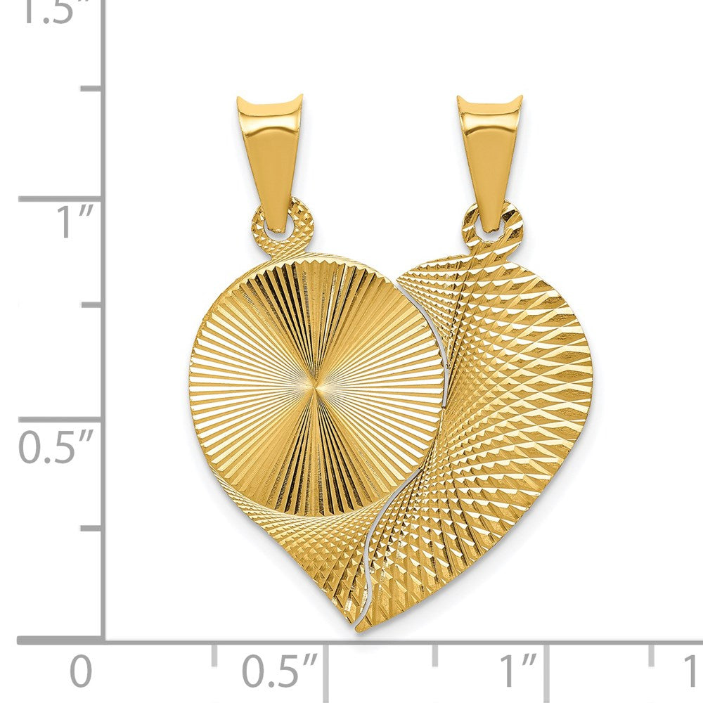 14K Gelbgold Poliert Anhänger, 2-teilig, zerlegbar, Herz und Kreis