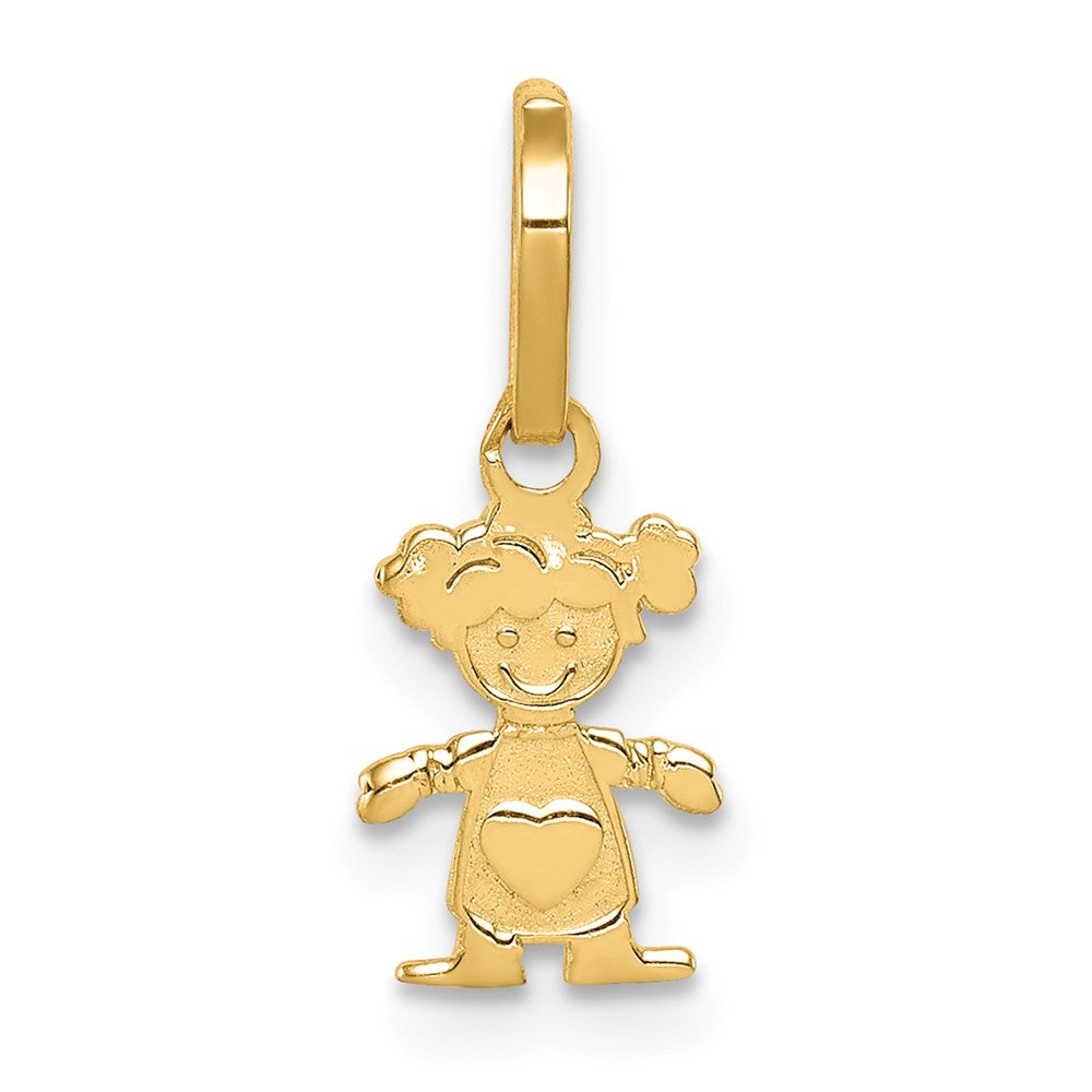 14K Gelbgold Poliert Little Mädchen Anhänger