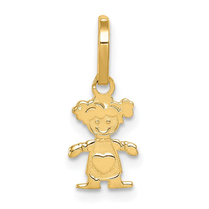 14K Gelbgold Poliert Little Mädchen Anhänger