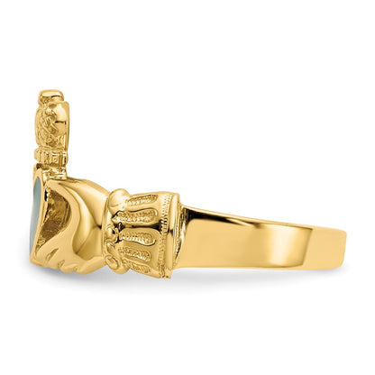 14K Gelbgold Claddagh-Ring mit Emaille