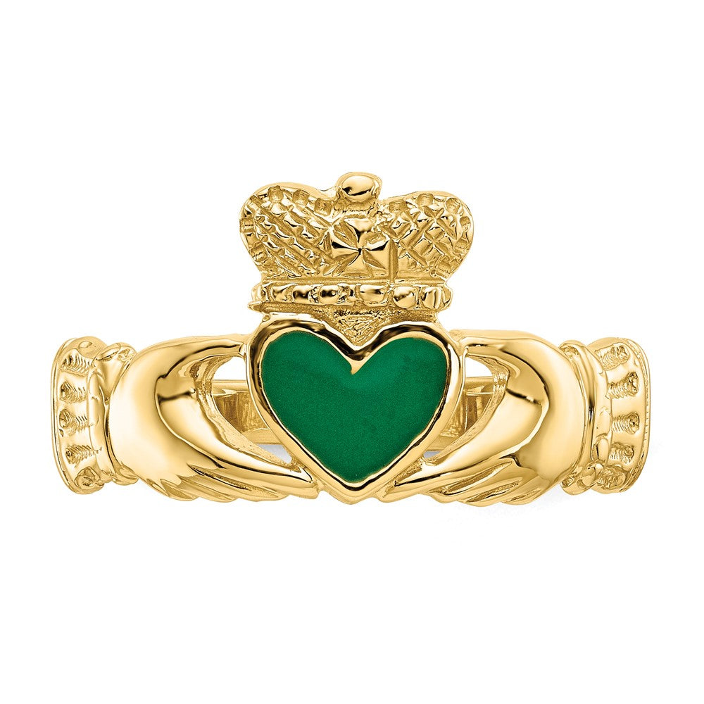 14K Gelbgold Claddagh-Ring mit Emaille