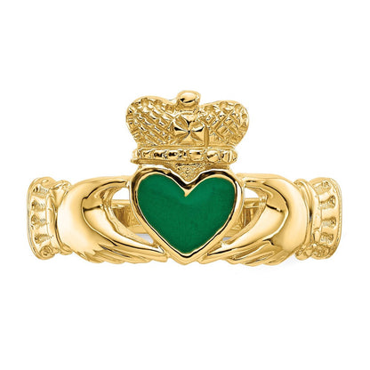 14K Gelbgold Claddagh-Ring mit Emaille