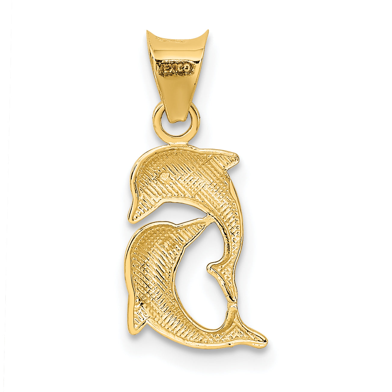 14K Gelb & Rhodium mit Rhodium Poliert und Diamantiert Dolphins Anhänger