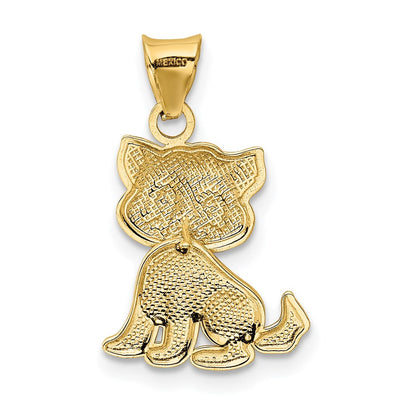 14K Gelbgold Poliert Beweglich Katze Anhänger