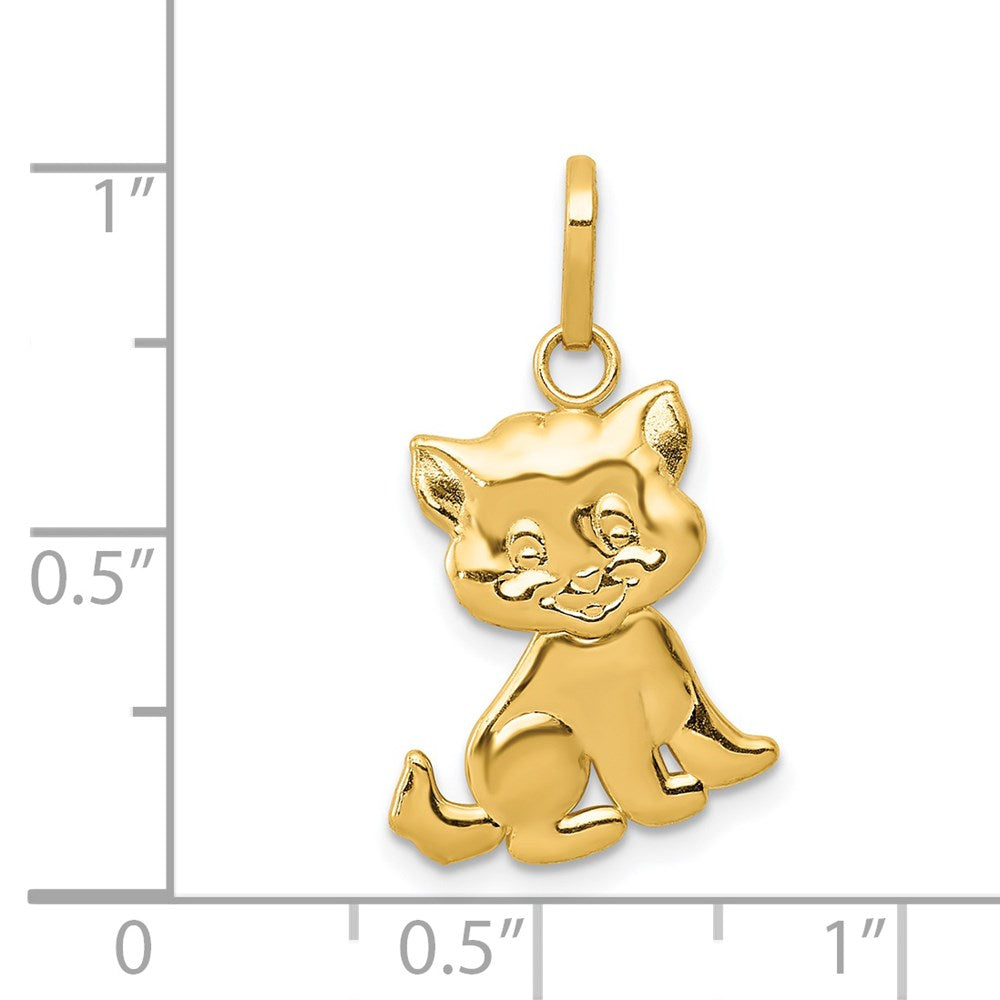 14K Gelbgold Poliert Beweglich Katze Anhänger