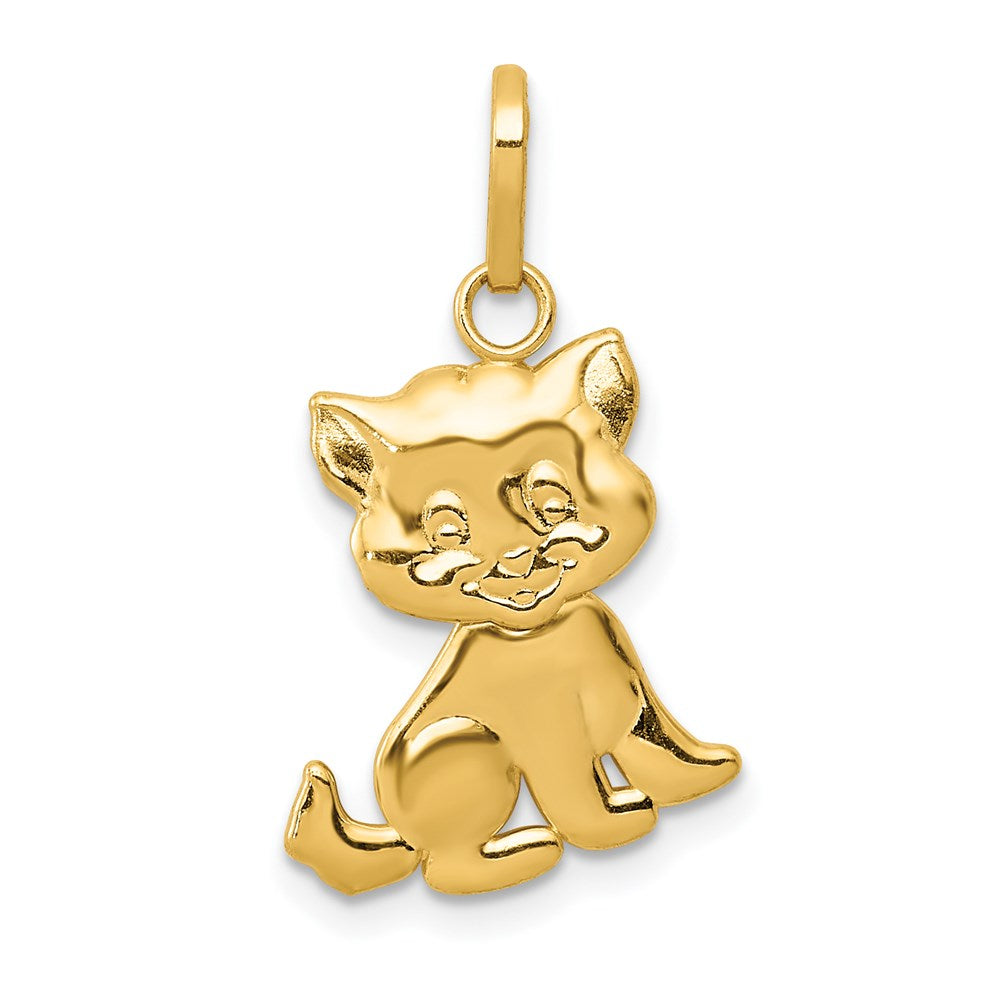 14K Gelbgold Poliert Beweglich Katze Anhänger