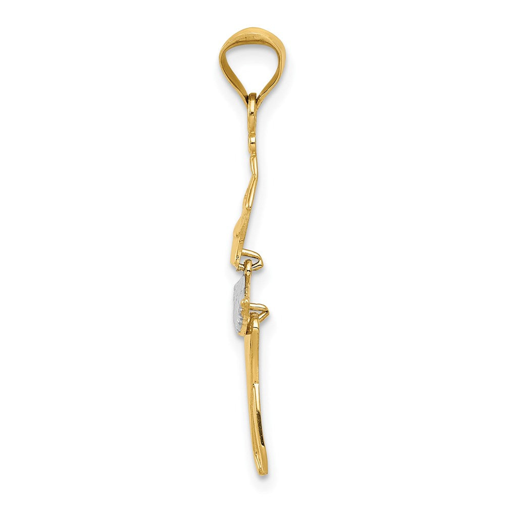 14K Gelb & Rhodium mit Rhodium Poliert Beweglich Dancer Anhänger