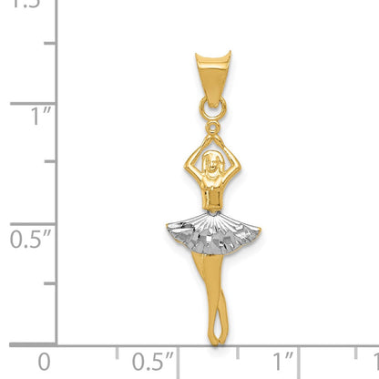 14K Gelb & Rhodium mit Rhodium Poliert Beweglich Dancer Anhänger