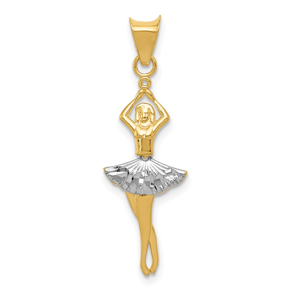 14K Gelb & Rhodium mit Rhodium Poliert Beweglich Dancer Anhänger