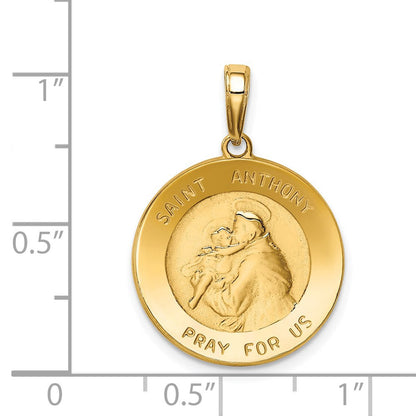 14K Gelbgold Heiliger Antonius Kleiner Runder Medaillenanhänger
