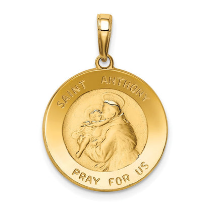 14K Gelbgold Heiliger Antonius Kleiner Runder Medaillenanhänger
