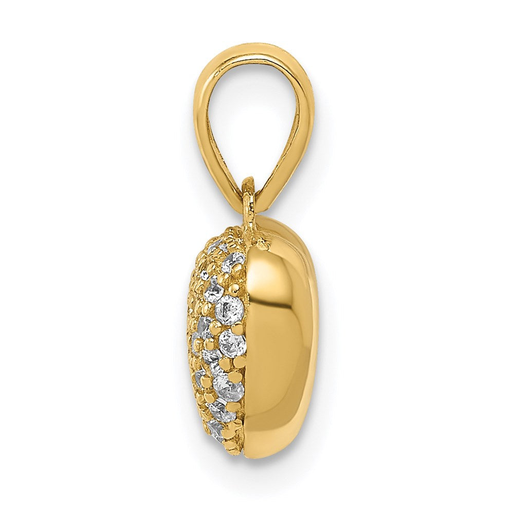 14K Gelbgold Poliert Zirkonia/3d/ Herz Anhänger
