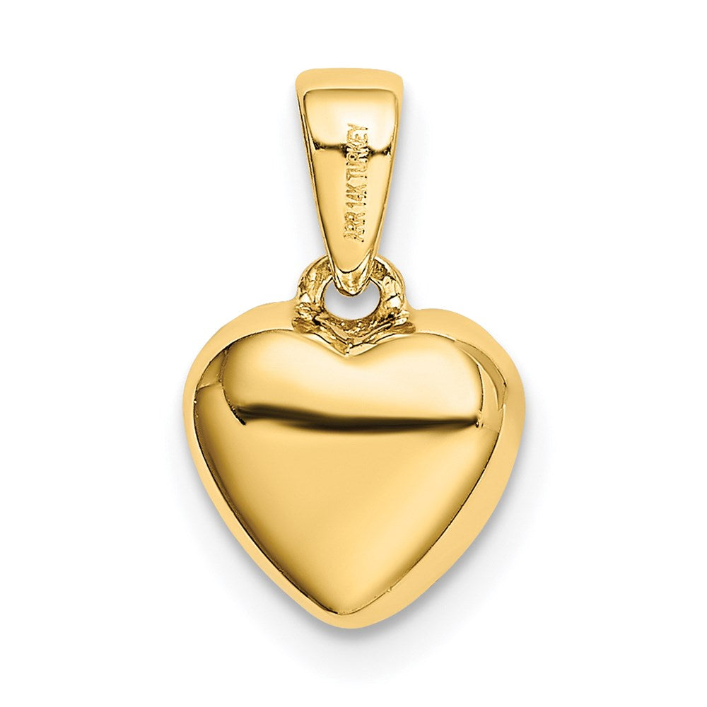 14K Gelbgold Poliert Zirkonia/3d/ Herz Anhänger