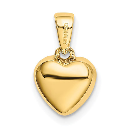 14K Gelbgold Poliert Zirkonia/3d/ Herz Anhänger