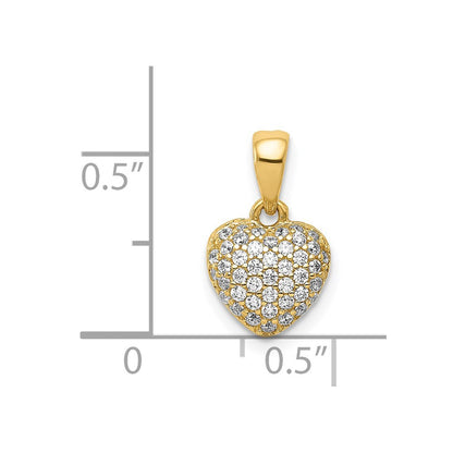 14K Gelbgold Poliert Zirkonia/3d/ Herz Anhänger