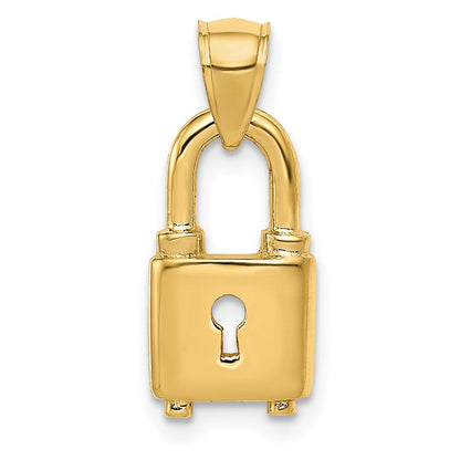 14K Gelbgold Poliert Schloss Charm