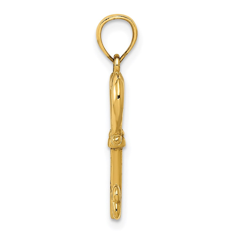 14K Gelbgold Poliert 3d Herz Key Anhänger