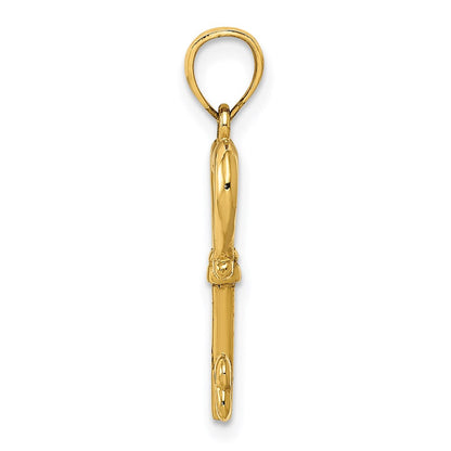 14K Gelbgold Poliert 3d Herz Key Anhänger