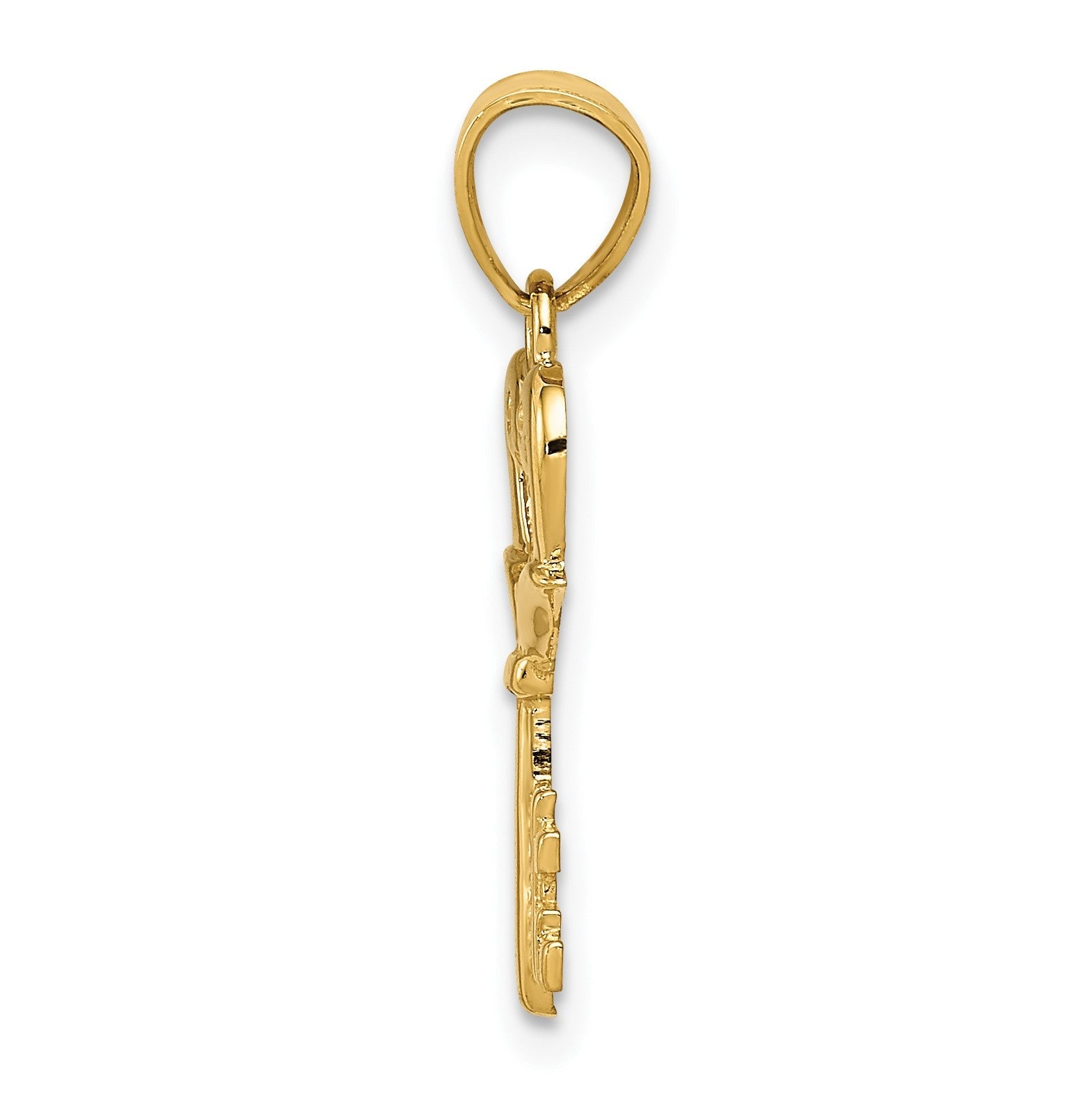14K Gelbgold Poliert Swans Herz Key Charm