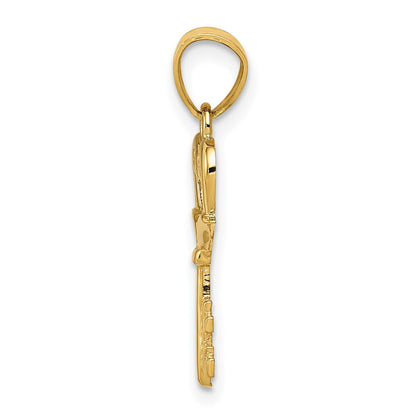 14K Gelbgold Poliert Swans Herz Key Charm