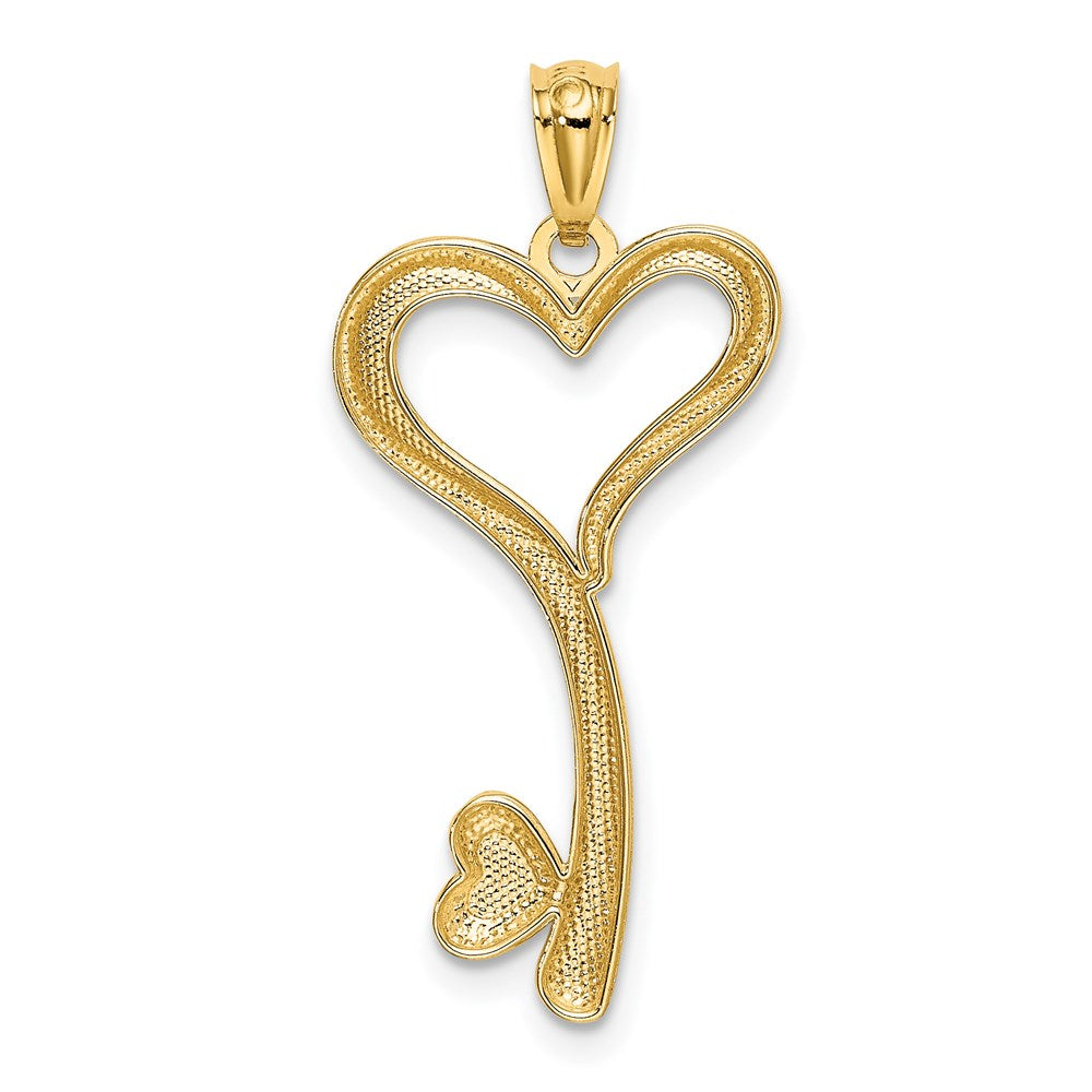 14K Gelb & Rhodium und Weiß Poliert Diamantiert Herz Key Charm