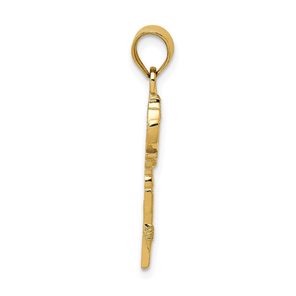 14K Gelbgold Poliert Filigran Key Charm