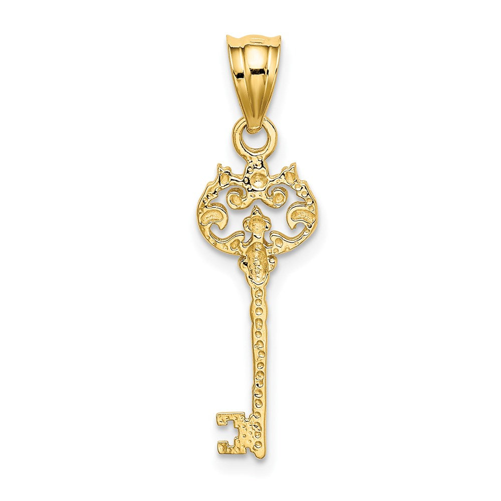 14K Gelbgold Poliert Filigran Key Charm